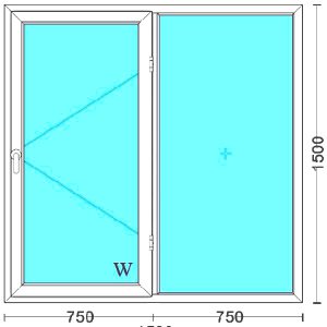 قیمت پنجره دوجداره upvc با شیشه ۴و۴ ساده به ابعاد 1500*1500