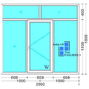 قیمت پنجره دوجداره upvc با شیشه ۴و۴ ساده به ابعاد 2000*1800